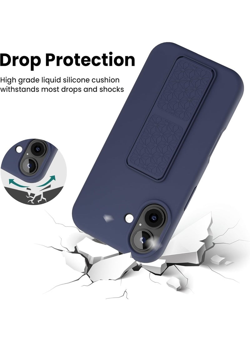 iPhone 17 Silicone Kickstand Case Compatible with iPhone 17, Vertical and Horizontal Stand Hand Strap Metal Kickstand Cover, Flexible Soft Liquid Silicone Stand Case for iPhone 17 - Image 5